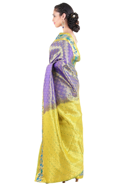 Picture of Violet Colour Kanchipuram Silk Saree Full with Buta Zari Design