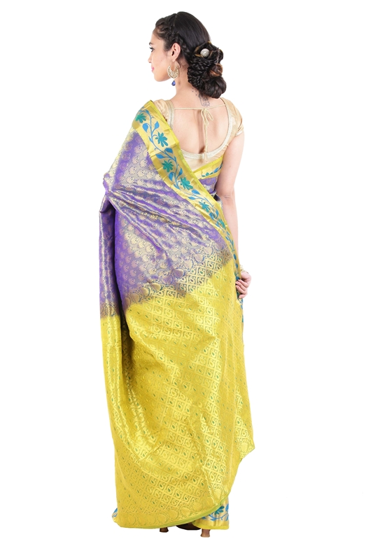 Picture of Violet Colour Kanchipuram Silk Saree Full with Buta Zari Design