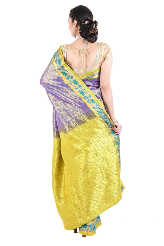 Picture of Violet Colour Kanchipuram Silk Saree Full with Buta Zari Design