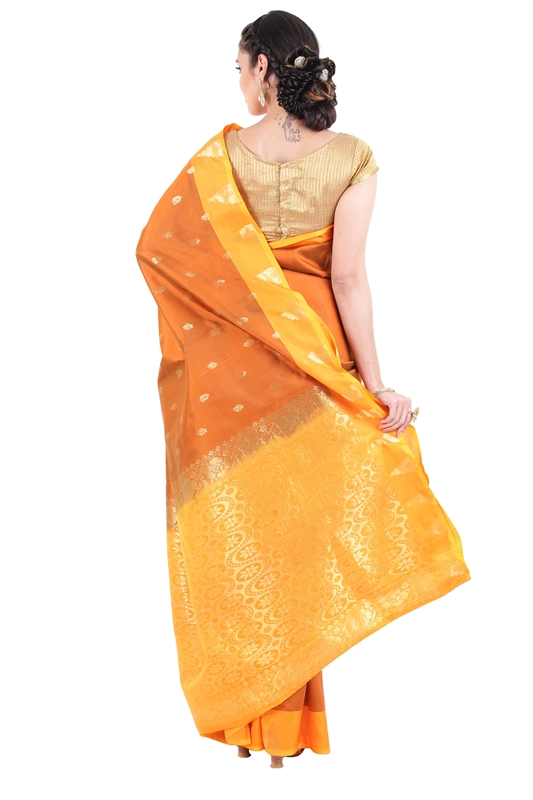 Picture of Sandal Colour Uppada Silk Saree with Brocade Design & Floral Motifs 